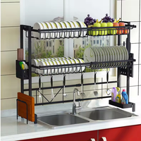 Meilleur prix d'usine Égouttoir à vaisselle et à bols à double niveau écologique pour la cuisine domestique Étagère de rangement multifonctionnelle