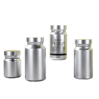 Bocaux cylindriques en PET argenté de 80 ml à 200 ml avec couvercle à vis pour la distribution de compléments alimentaires, d'huile de poisson, de capsules de vitamines et de comprimés.