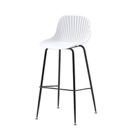 Tabouret de bar court H-393H en plastique PP vert avec base métallique pour cuisine, hauteur comptoir, fabrication usine
