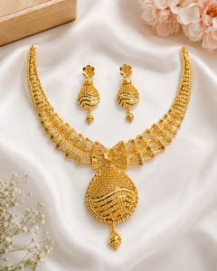 Conjunto de collar y aretes dorados con colgante de gota de agua y circonita cúbica para mujer, joyería para bodas y fiestas. - Product Image 1