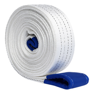 White Polypropylene Web Sling 8 M Eye And Eye Flat Industrial Lifting Slings For Construction Transportation - Product Image 1
