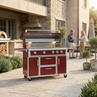 Barbecue à gaz de luxe 4 brûleurs en acier inoxydable avec allumage électronique, dispositif de sécurité anti-épuisement d'oxygène et commande par bouton, idéal pour les steaks professionnels