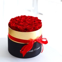 Logo personnalisé Saint Valentin et fête des mères cadeau éternel pour toujours stabilisé fleur de roses préservée dans une boîte ronde