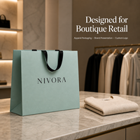 Sacs shopping en papier de boutique avec poignées en ruban noir pour la vente au détail de vêtements, emballage personnalisé avec logo et commandes en gros pour marques