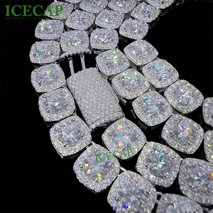 Collar de cadena de tenis de plata de ley 925 al por mayor, 10 mm, con colgante de moissanita VVS estilo hip hop y dije de tenis con diamante de laboratorio para hombre - Product Image 2