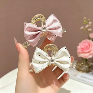 French polka dot <b>bow</b> hair <b>clip</b>, sweet and girly pearl heart style, fashionable and versatile side <b>clip</b>, new princess hair - Product Image 4
