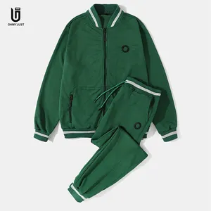 New Arrival Plus Size Men Solid Color Zip Baseball Jacket Sports Activewear Sets Joggers Pants Tracksuits