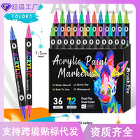 Ensemble de marqueurs acryliques bicolores à double pointe pour étudiants, idéal pour l'art, le graffiti, la peinture, le bricolage et la personnalisation de chaussures, superposables