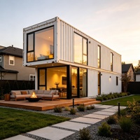 Maison préfabriquée en conteneurs maritimes à deux étages, maison modulaire moderne avec foyer pour la vie en banlieue