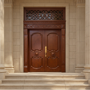 ราคาโรงงาน ประตูไม้จริงบานคู่ สไตล์ชนบทดั้งเดิม สำหรับภายนอก กันน้ำ เป็นมิตรกับสิ่งแวดล้อม เหมาะสำหรับบ้านพักตากอากาศ อพาร์ทเมนท์ บินบิน - Product Image 1