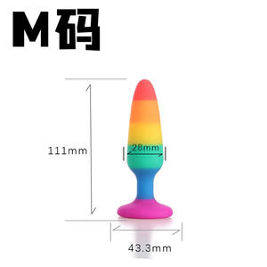 Silikon runder Kopf mit Sauger Basis Homosexuell Spielzeug S,<span class=keywords><strong>M</strong></span>,L 3 Größe Regenbogen Farbe Anal Plug SM für Paare Erwachsenen Sex-Produkte - Product Image 5