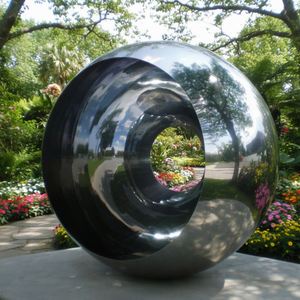 Modern Large <b>Outdoor</b> Polished Stainless Steel Hollow Sphere Sculpture <b>Mirror</b> Abstract Metal Art for <b>Garden</b>, Plaza & Landscape - Product Image 2