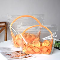 Sachet de boulangerie personnalisé en PE transparent avec fermeture éclair, style panier, avec fenêtre transparente pour toasts, croissants, scones et produits de boulangerie
