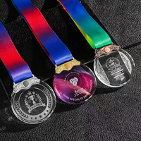 Médaille en cristal personnalisée, ronde, facettée, vide, pour champion, finaliste, MVP, sport, or, argent, bronze, en stock