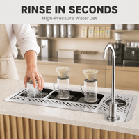 Lave-tasses commercial haute pression, rince-verres automatique en acier inoxydable 304, accessoire pour évier de cuisine, nettoyeur de biberons