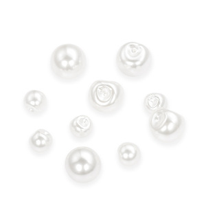 Perles d'imitation rondes à dos plat en résine plastique, matériau pour nail art, perles blanches dispersées pour la fabrication de bijoux DIY - Product Image 1