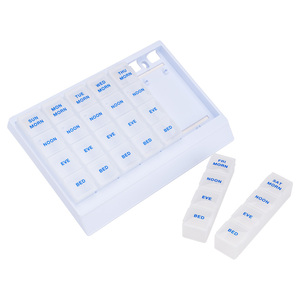 <span class=keywords><strong>Pilulier</strong></span> Portable de voyage <span class=keywords><strong>mensuel</strong></span> am/pm boîtes à médicaments organisateur de pilules pour 7 jours 28 compartiments - Product Image 1