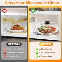 Couvercle anti-éclaboussures en verre pour micro-ondes avec tapis de protection pour micro-ondes, couvercle de protection robuste pour assiette avec trous d'aération et poignée en silicone