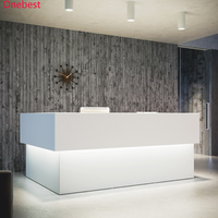 Chaise de réception ronde en forme de lune avec Led pour salon, salle de sport, boutique, caisse de caisse, hôtel, salon, spa, blanc