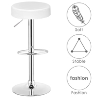 Tabouret de bar pivotant moderne, hauteur réglable, base chromée, structure métallique, cuir PU noir, usage commercial, mobilier de bar à domicile GUANFU