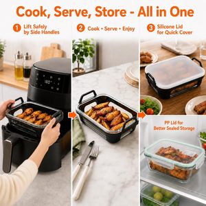 Revêtement en verre pour friteuse à <span class=keywords><strong>air</strong></span> <span class=keywords><strong>Ninja</strong></span> DualZone à <span class=keywords><strong>2</strong></span> paniers, ensemble d'accessoires 4 pièces pour <span class=keywords><strong>panier</strong></span> en verre DZ401 avec tapis en silicone - Product Image 5