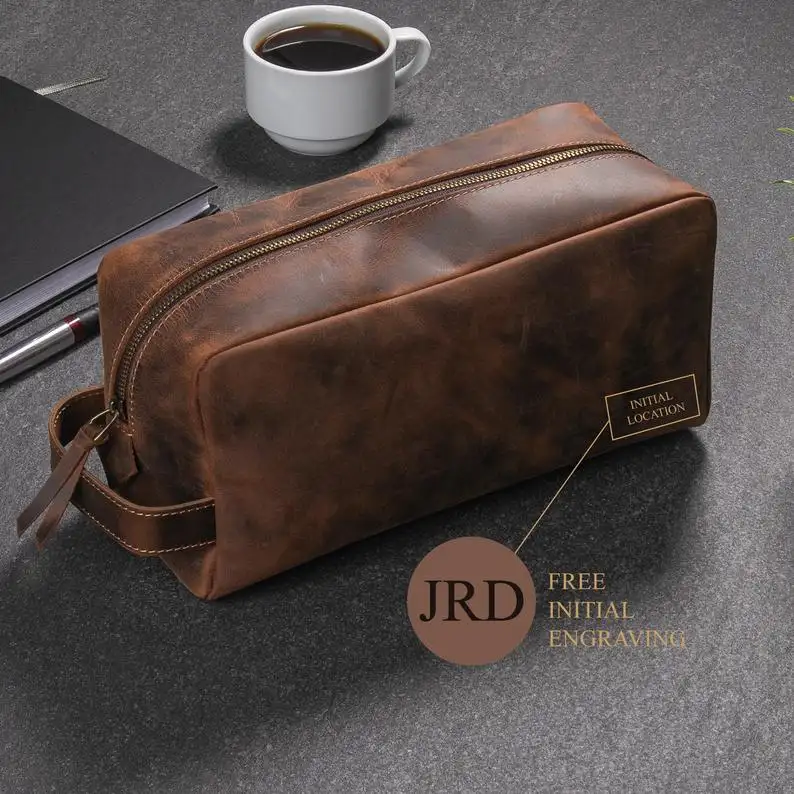 Men's Shaving Wash Bag Personalized Leather Dopp Kit Toiletry Bag Wholesale Custom Waterproof Travel Makeup Bags For Men