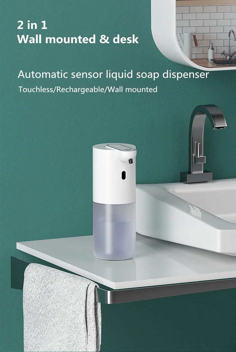 2022 new 2 in 1 wall mount desk kitchen hand touchless dispensers dish dispensing foaming foam liquid automatic soap dispenser