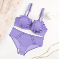 Bügel-Push-up-BH mit Plissee-Cup-Design, Lift-Unterstützung, Dessous für Damen im europäisch-amerikanischen Stil