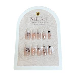 Ongles Nude Rose Série Mignon Chat Peint À La Main Belle Fille Taille-codé Bandes Pré-faites 30 Pièces Amovible Portable Nail Art - Product Image 5