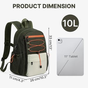 Mochila Pequeña y Ligera de 10L <span class=keywords><strong>para</strong></span> Viajes, Senderismo y Uso Diario, <span class=keywords><strong>para</strong></span> <span class=keywords><strong>Hombres</strong></span> y Mujeres, en Verde Oscuro y Beige - Product Image 2