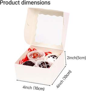 Boîtes à pâtisserie jetables romantiques, de qualité alimentaire, avec fentes, avec laminage mat - 4x4x2 pouces, mini gâteaux, sucre, <span class=keywords><strong>sushi</strong></span> pour les fêtes et les mariages - Product Image 2