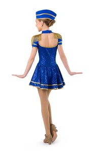 Traje de baile Niños Niñas Azul real Lentejuelas Marinero Vestido Azul Marino - Product Image 3