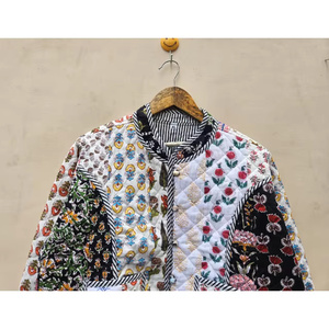 Handmade <b>Vintage</b> Women's Cotton Quilted Jacket Soft Winter Breathable Vibrant Design Pattern Cozy Comfortable Stripe Finished - Product Image 4