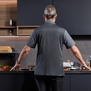 <span class=keywords><strong>Veste</strong></span> <span class=keywords><strong>de</strong></span> <span class=keywords><strong>chef</strong></span> légère à manches courtes en sergé <span class=keywords><strong>de</strong></span> coton, style été, pour hôtels, traiteurs, cafétérias et cuisines ; respirante - Product Image 3