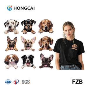 9 autocollants thermocollants en vinyle motif <span class=keywords><strong>chien</strong></span> mignon qui fait la curieuse pour T-shirts, sweats à capuche et projets DIY - Product Image 1