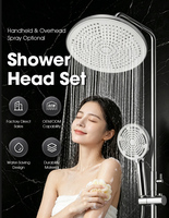 Ensemble de douche à effet pluie en ABS avec douchette à main, buse TPR, finition chromée, triple sortie d'eau pour toilettes et salle de bain