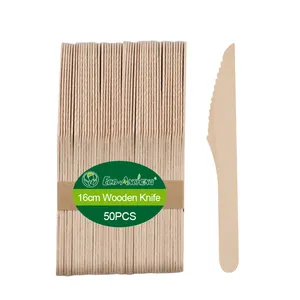 Wegwerp Biologisch Afbreekbaar Houten Bestek Gebruiksvoorwerpen Bamboe Lepel En Vork