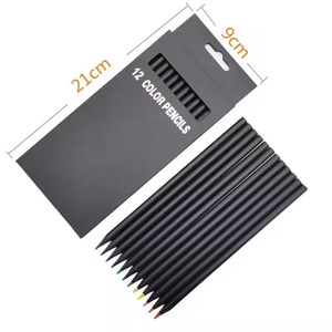 Ensemble de 12 pièces pour enfants avec logo personnalisé vente en gros lot de crayons de couleur noirs crayons de couleur à colorier en bois - Product Image 4