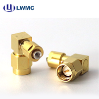 Connecteur LWMC SMA mâle R/A plaqué, à souder, pour câble semi-flexible et semi-rigide de 0,086 pouce jusqu'à 18 GHz