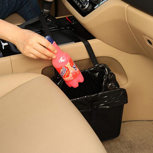 Poubelle de voiture suspendue, sac de rangement noir en polyester, rectangulaire, pliable, pour sièges arrière, poubelles de voiture - Product Image 3