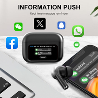 Écouteurs sans fil ANC Pro avec écran tactile LCD, réduction de bruit hybride, Bluetooth 5.4, étanchéité IP4 pour le sport et les jeux