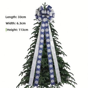 Snowflake Bowknot Bow Ribbon Polyester <b>Christmas</b> <b>Tree</b> Decoration Accessories Finished Product Wholesale - Product Image 2