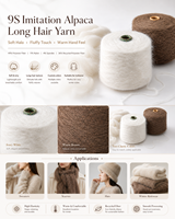 Hilo de Alpaca Teñido TUYI 9S, Hilo Suave y Esponjoso para Tejer Suéteres, Bufandas, Gorros y Accesorios Cálidos de Invierno