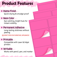 Etiquetas Autoadhesivas Fluorescentes Rosa Intenso de 2"x4", Etiquetas Mate Imprimibles para Impresoras Láser e Inyección de Tinta, 400 Unidades, Etiquetas Organizadoras para Almacenamiento y Mudanza