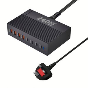 Portable 240W Travel GaN Charger Adapter US EU UK AU <b>Plug</b> 4C4A PD <b>USB</b> C Wall Charger Power Station for Desktop Laptop - Product Image 5