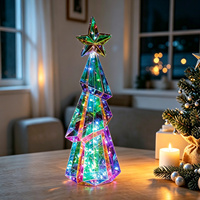 Lumières LED pour arbre de Noël 3D prismatiques irisées Yingxiang Crafts, cristal holographique PET+LED, alimentées par USB, 80 LED, 2700K, lumière chaude
