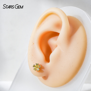Boucles d'oreilles en diamant de laboratoire, or jaune 10K, taille poire, 0,4 carats au total, couleur jaune, clarté VS, diamant de laboratoire cultivé, boucles d'oreilles à clous - Product Image 5