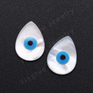 Natural Custom Sizes Pear Shapes Stones White Mother Of Pearl Devil's Eye MOP Shell Stones For Bracelet
