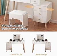 NOVA Meuble sous-vasque compact avec miroir rabattable Chambre à coucher Miroir rabattable Commode à maquillage Meuble de table avec tabouret