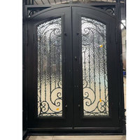 Porte battante de sécurité moderne personnalisée pour villa, en fer forgé, entrée extérieure, double vitrage, directement de l'usine
